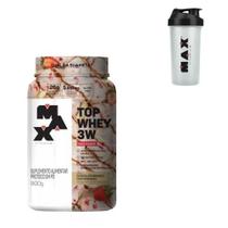 Suplemento Em Pó Max Titanium Top Whey 3w Mais Sabor Proteínas Sabor Chocolate Branco Com Morango Em Pote De 900g + Coqueteleira 700ml