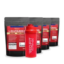 Suplemento em Pó Red Fit Nutrition 100% Importado C/ Laudo Kit L-Glutamina 300g ( 4 Unidades )