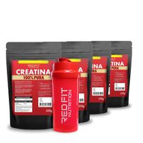 Suplemento em Pó Red Fit Nutrition 100% Puro Importado C/ Laudo Kit Creatina 250g ( 4 Unidades )