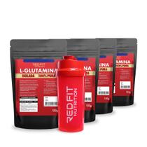Suplemento em Pó Red Fit Nutrition 100% Puro Importado C/ Laudo Kit L-Glutamina 150g ( 3 Unidades )