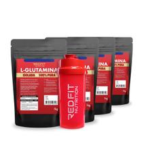 Suplemento em Pó Red Fit Nutrition 100% Puro Importado C/ Laudo Kit L-Glutamina 1Kg ( 4 Unidades )