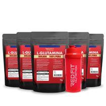 Suplemento em Pó Red Fit Nutrition 100% Puro Importado C/ Laudo Kit L-Glutamina 1Kg ( 5 Unidades )