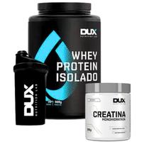 Suplemento Em Pó Whey Protein Isolado 900g Dux + Creatina Monohidratada 300g Dux + Coqueteleira Dux Garrafa - Treino Academia Nutrition - Dux Nutrition