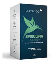 Suplemento Em Tabletes Pura Vida Premium Spirulina Sabor Neutro Em Pote De 200ml 200 Un