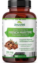 Suplemento Extrato de casca de pinheiro marítimo francês Zazzee Extra Strength 350 mg 180 cápsulas veganas