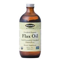 Suplemento Flora: óleo de linhaça prensado a frio, não refinado, 500 ml