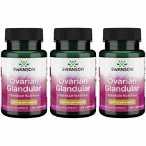 Suplemento glandular ovariano Swanson 250 mg 60 cápsulas, pacote com 3