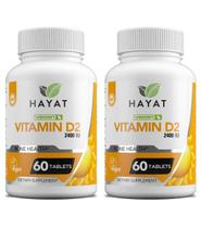Suplemento HAYAT de Vitamina D2 2400 UI Vegan 120 comprimidos (pacote com 2)