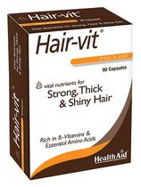 Suplemento Health Aid Hair VIT - 90 Cápsulas com Vitaminas B e Aminoácidos