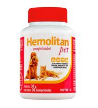 Suplemento Hemolitan Pet Cães e Gatos Vetnil 30cpr