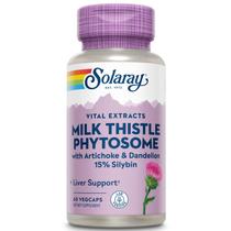 Suplemento hepático SOLARAY Milk Thistle com alcachofra 60 cápsulas vegetais