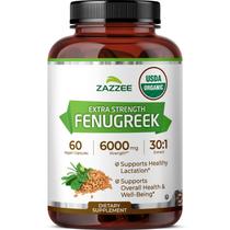 Suplemento Herbal Zazzee Extrato de Feno-grego 30:1 60 Cápsulas