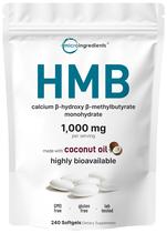 Suplemento HMB: microingredientes, 1000 mg, 240 cápsulas gelatinosas, óleo de coco Suplemento HMB: microingredientes, 1000 mg, 240 cápsulas gelatinosas, óleo de coco