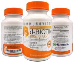 Suplemento IMMUNOVITES Biotina 100 mg de alta potência 90 cápsulas Suplemento IMMUNOVITES Biotina 100 mg de alta potência 90 cápsulas
