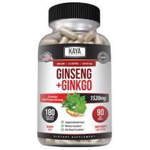 Suplemento Kaya Naturals Ginseng Panax Rojo + Ginkgo Biloba 180 Cápsulas