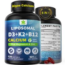 Suplemento LILICARE 6 em 1 de cálcio à base de plantas 600 mg com D3 K2