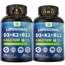 Suplemento LILICARE 6 em 1 de vitamina D3 K2 lipossomal de cálcio Suplemento LILICARE 6 em 1 de vitamina D3 K2 lipossomal de cálcio