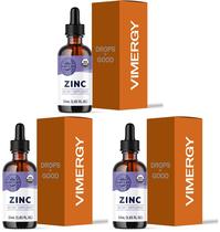 Suplemento Líquido de Zinco Vimergy 7,5 mg USDA Orgânico 55 ml x3