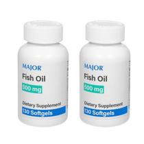 Suplemento MAJOR, óleo de peixe, 500 mg, ômega-3, 130 cápsulas gelatinosas, pacote com 2 unidades Suplemento MAJOR, óleo de peixe, 500 mg, ômega-3, 130 cápsulas gelatinosas, pacote com 2 unidades