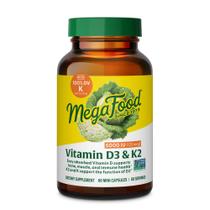 Suplemento MegaFood de vitamina D3 5000 UI com vitamina K2 60 cápsulas Suplemento MegaFood de vitamina D3 5000 UI com vitamina K2 60 cápsulas