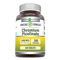 Suplemento mineral Amazing Nutrition, picolinato de cromo, 1000 mcg, 360 comprimidos