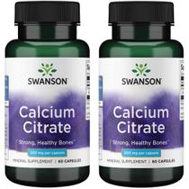 Suplemento mineral de 200 mg de citrato de cálcio Swanson, pacote com 2 unidades