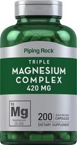 Suplemento mineral Piping Rock Triple Magnesium 420 mg 200 cápsulas