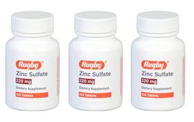 Suplemento mineral Rugby, sulfato de zinco, 220 mg, comprimidos, 300 ct