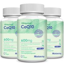 Suplemento Mistaccy CoQ10 600mg Softgels com vitamina E e ômega
