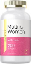 Suplemento Multivitamínico Carlyle para Mulheres com Ferro - 200 Cápsulas