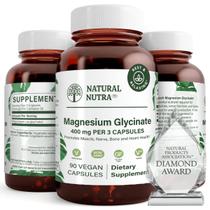 Suplemento natural de glicinato de magnésio Nutra 400mg 90 cápsulas