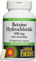 Suplemento Natural Factors Betaína HCL 500 mg 90 cápsulas Suplemento Natural Factors Betaína HCL 500 mg 90 cápsulas