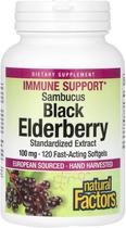 Suplemento Natural Factors Black Sabugueiro 100mg 120 Cápsulas Gelatinosas