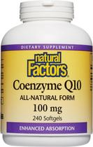 Suplemento Natural Factors Coenzima Q10 100mg 240 cápsulas gelatinosas