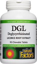 Suplemento Natural Factors Mastigável DGL 400 mg 90 comprimidos