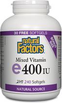 Suplemento Natural Factors Mista de Vitamina E 400 UI 240 Cápsulas Gelatinosas