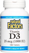 Suplemento Natural Factors Vitamina D3 1000IU 180 comprimidos Suplemento Natural Factors Vitamina D3 1000IU 180 comprimidos