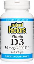 Suplemento Natural Factors Vitamina D3 2000 UI 240 Cápsulas Gelatinosas