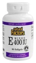 Suplemento Natural Factors Vitamina E misturada 400IU 90 cápsulas gelatinosas