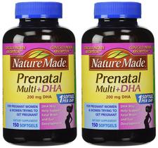 Suplemento Nature Made Prenatal Multi + DHA 200 mg 150 cápsulas gelatinosas x2