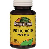 Suplemento Nature's Blend Ácido Fólico 1000mcg 1000 comprimidos