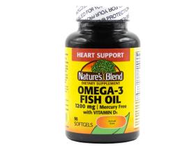 Suplemento Nature's Blend Óleo de peixe ômega-3 1200 mg + Vitamina D3 1000 UI 90 cápsulas gelatinosas