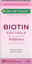 Suplemento Nature's Bounty Biotina 10000mcg para cabelo 90 cápsulas gelatinosas