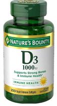 Suplemento Nature's Bounty de Vitamina D3-1000 UI 250 Cápsulas Gelatinosas Suplemento Nature's Bounty de Vitamina D3-1000 UI 250 Cápsulas Gelatinosas