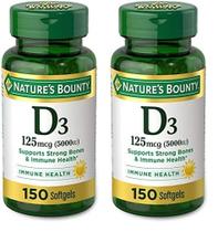 Suplemento Nature's Bounty de Vitamina D3 5000IU 150 Cápsulas Gelatinosas