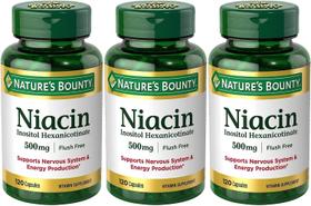 Suplemento Nature's Bounty Niacina Flush Free 500 mg 120 cápsulas x3