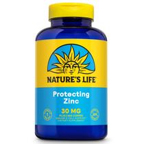 Suplemento Nature's Life de picolinato de zinco 30 mg com 2 mg de cobre Suplemento Nature's Life de picolinato de zinco 30 mg com 2 mg de cobre