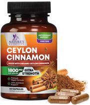 Suplemento Nature's Nutrition Ceylon Canela 1800mg 60 cápsulas