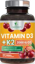 Suplemento Nature's Nutrition Vitamina D3 K2 2000U/75mcg Suplemento Nature's Nutrition Vitamina D3 K2 2000U/75mcg