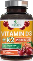 Suplemento Nature's Nutrition Vitamina D3 + K2 - 2000UI/75mcg